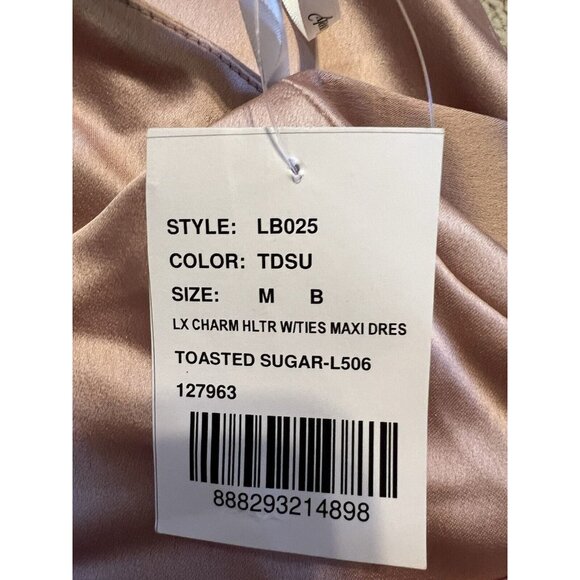 LOVELY LB025 Medium Satin Twist Halter Formal Trumpet Gown NWT $231 - Picture 4 of 8